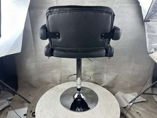 Barstool: Adjustable Black Pu Leather Swivel Barstool image 3