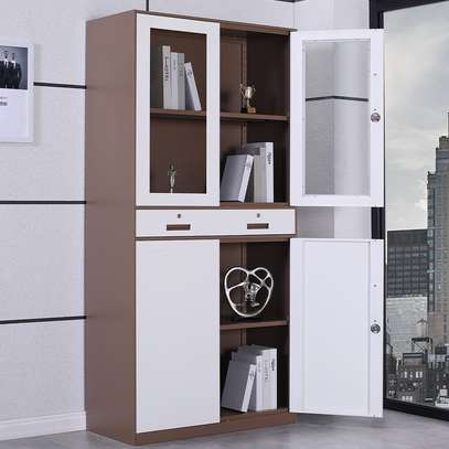 Steel Storage Cupboard with Glass Doors & 2 Drawers image 5