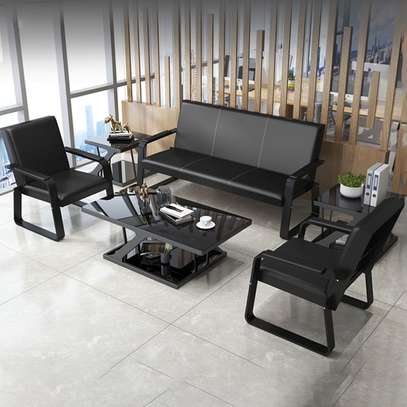 Black Fabric 5 Seaters Sofas For Reception image 8