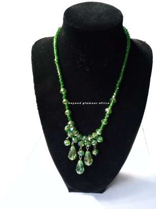 Green Crystal statement necklace image 1