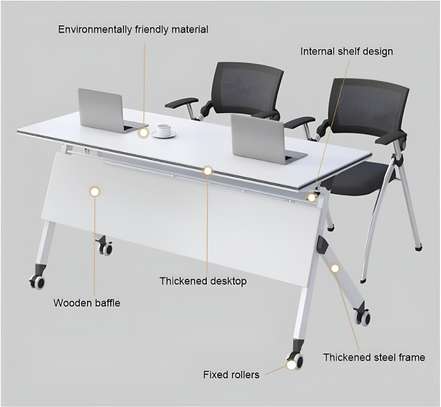 Office Desk: Training Foldable White Desk image 3