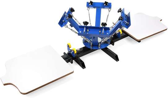 4 color 2 station blue screen printing machine. image 1