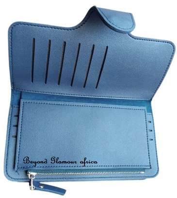 Womens Blue leather wallet with Crystal Earrings image 1
