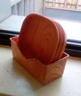 Wooden profile plastic side bowls image 1