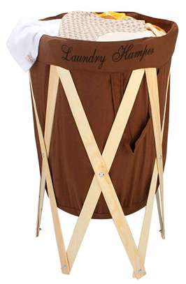 Laundry basket wth foldable wooden stand image 2