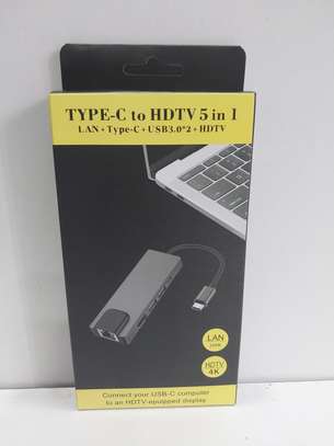 Type C To HDTV 5 In 1 Lan+Type-c+USB 3.0 Multiport Adapter image 3