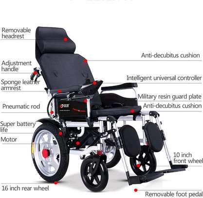 Dual Motors Reclining Electric Wheelchair Portable Folding image 6