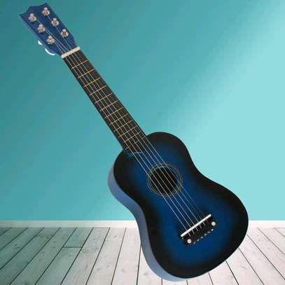 Solid Wood 23 inch  Acoustic Folk Guitar Mini 6 Strings Guitar - Blue image 1