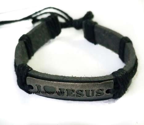 Gold Tone watch and Jesus leather bracelet image 1