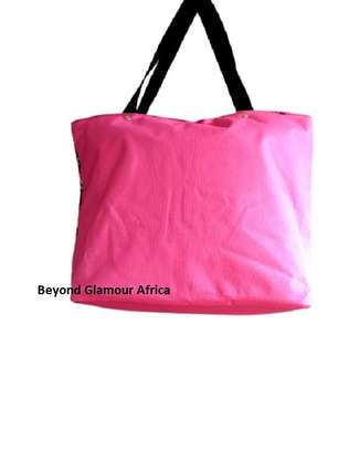 Womens Pink Canvas ankara handbag with pouch image 1