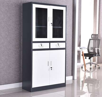 Steel 4 Door Storage Office Cabinet With 2 Drawers image 1
