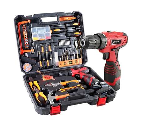 Power Tool Drill set kit with 2 Batteries 108 Piece image 1