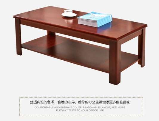 Brown Wooden Rectangular Center Coffee Table image 6