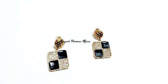 Womens Black Crystal Necklace and earrings combo image 1