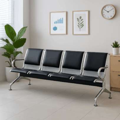Office Bench:  4-Link Padded Modern Visitor Bench image 2