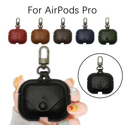 Airpods  Pro leather protective case with snap fastener image 4