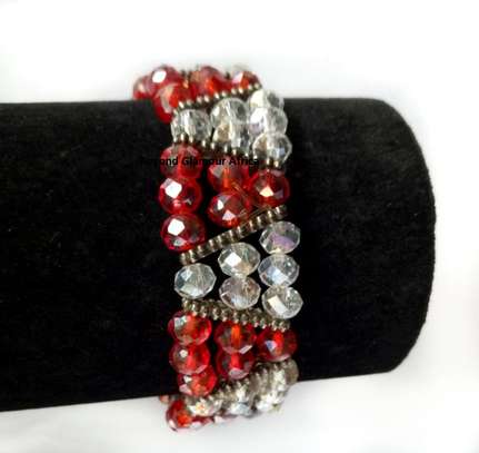 Womens Red crystal Bracelet and earrings image 3