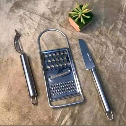 Stainless steel 3in1 grater, peeler and knife image 1