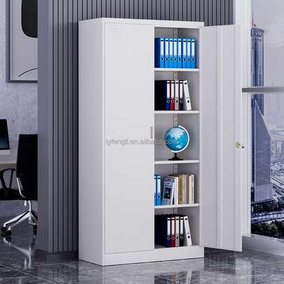 White Vertical Steel Filing Cabinet image 1