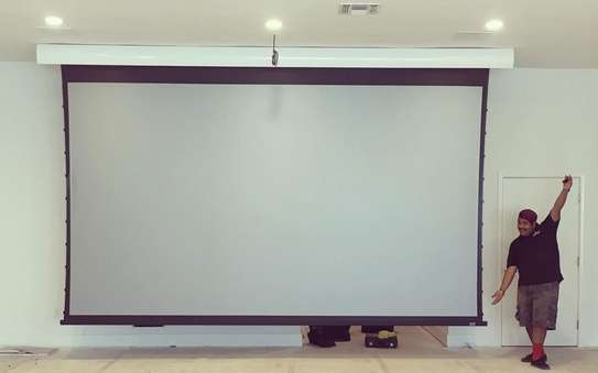 manual wall mount projector screen 84"by84" image 3