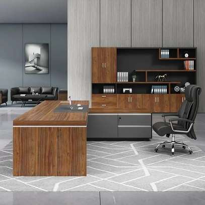 Office Desk; 200cm L Shaped Executive Desk With Side Drawer image 2