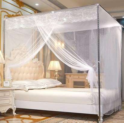 white 4stand 5 by 6 mosquito net image 1