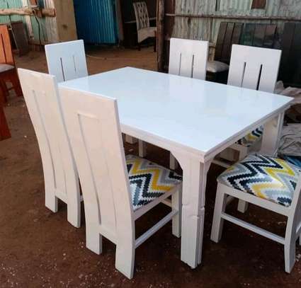6-Seater white mahogany dining table image 2