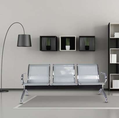 3-Seater Perforated Metal Reception Bench image 1