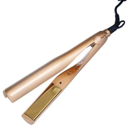 Pro Gold Plated Titanium 2-in-1 Hair Style Straightener Curling Iron Curler Flat Adjustable Auto Shut-Off PTC heating(Gold) image 3