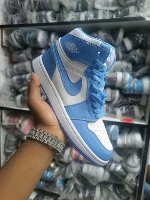 Blue air jordan one sneakers image 1