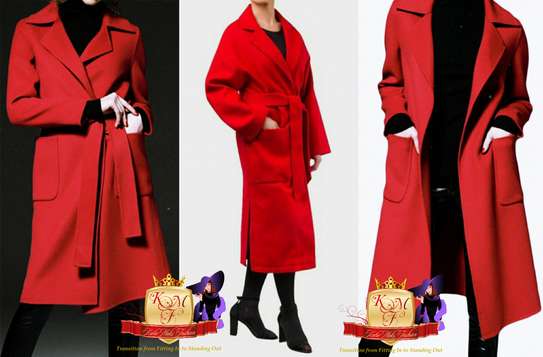 Designer Wool Long Open Front Belted Coat image 4