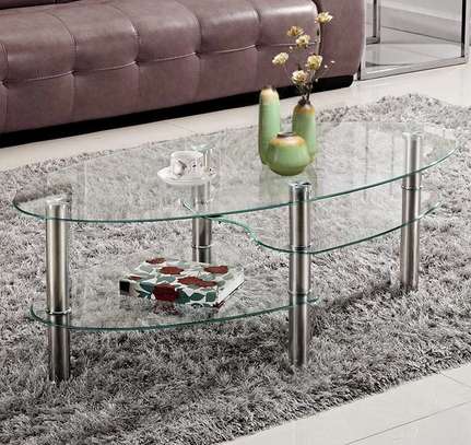 Luxury Two-Tier Oval Glass Home Office Coffee Table image 6