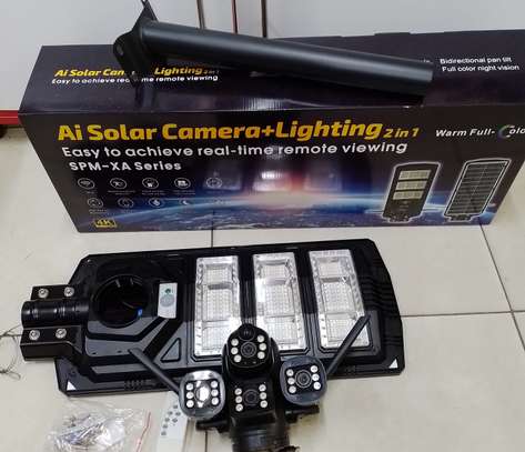 Ai 450w 2 in 1 Solar Street Light V380 Dual Lens 4g Camera image 2