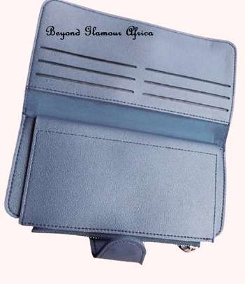 Womens Silver watch with blue leather wallet image 2