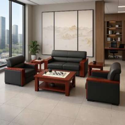Commercial Reception Leather Sofa – Office Furniture image 6