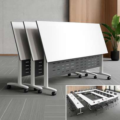 Office Table; Fliptop White Office Training Foldable Table image 3