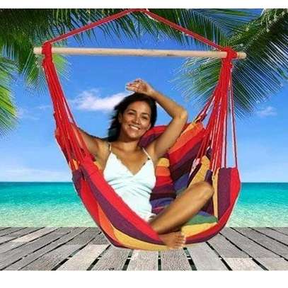 Patio Tree hanging Hammock seat with wooden bar image 1