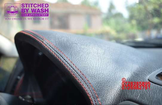Subaru outback dashboard, steering and handbrake stitching image 6