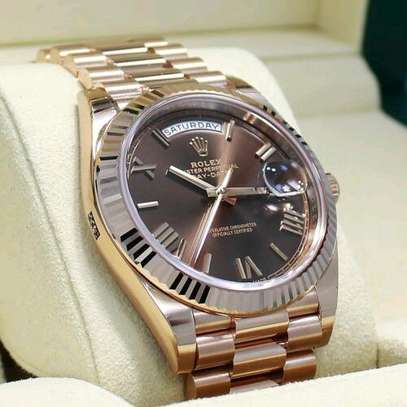 Rolex President 40mm Day-Date Rose Gold Chocolate Dial Watch image 7