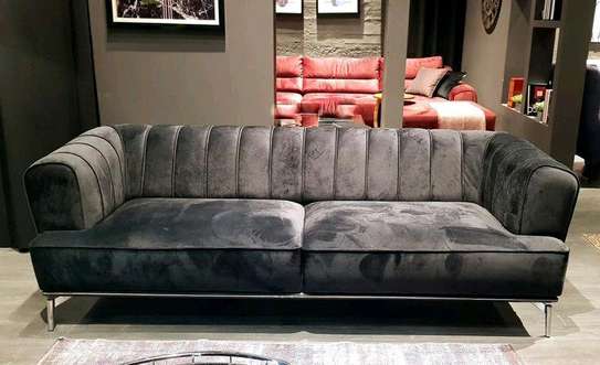 Modern black three seater sofa set image 1