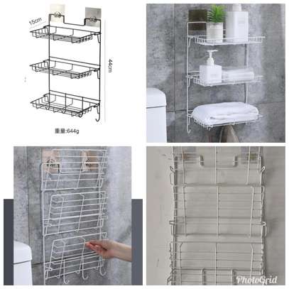 Metallic hanging bathroom organizer image 1