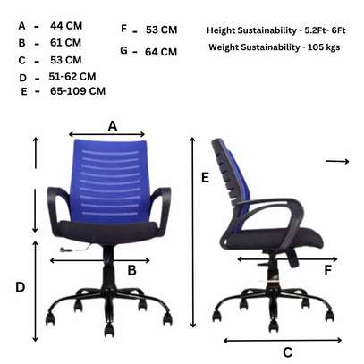 Office Chair: Blue Executive Office Chair, Mesh Back Support image 6