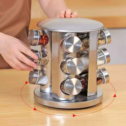 12 pcs glass bottle  250ml with a  spice  rack rotating image 1