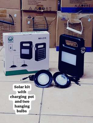solar charge solar kit and two hunging bulbs image 1
