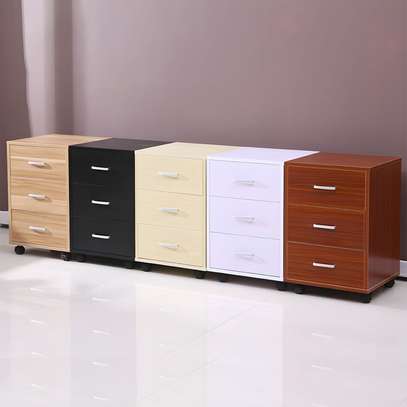 Bedside 3 Drawer Wooden Mobile Cabinet image 4