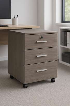 Office Cabinet: Movable Pedestral Brown 3 Drawers Cabinet image 1
