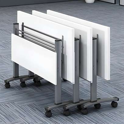Office Table: White Foldable Training Table image 3