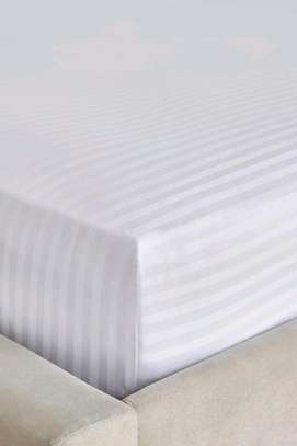 White Striped Fitted Bedsheets image 4