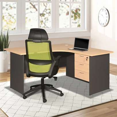 Office Desk: Natural Hand Curved Office Computer Desk image 3