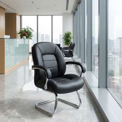 Office Chairs : Ergonomic Leather Guests Waiting Seat image 7